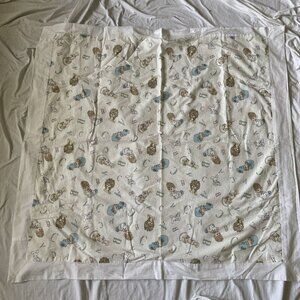 Vintage Precious Moments Baby Quilt Blanket 36" X 36" Custom Handmade White Cott